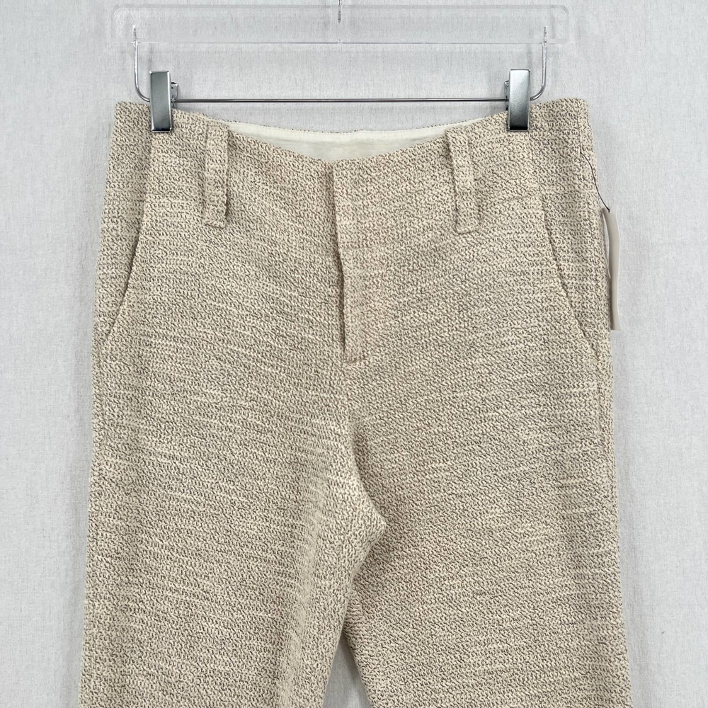 ALICE + OLIVIA Pants Womens 4 Cream Black Textured Tweed Knit Slim Trouser NWT - Picture 3 of 8